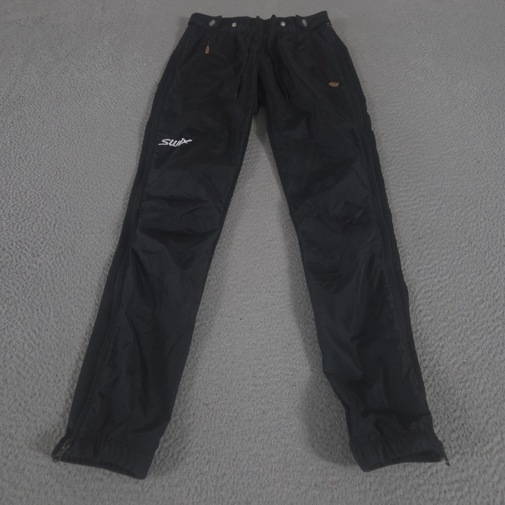 Swix Pants Womens Small Black Universal Straight Leg Full Zip Windbreaker Warmup